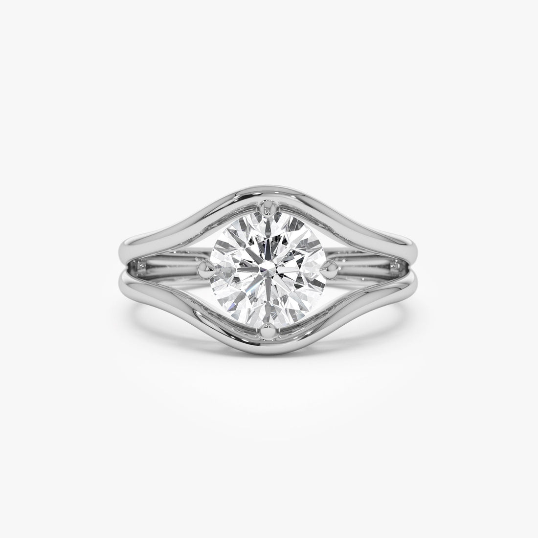 Unique Split Shank Round Lab Grown Diamond Engagement Ring