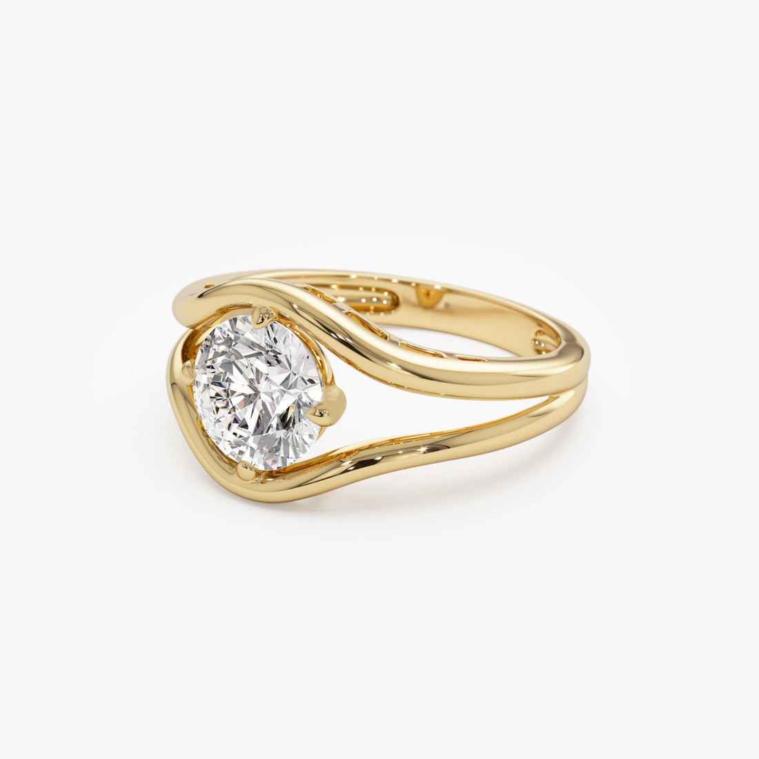 Unique Split Shank Round Lab Grown Diamond Engagement Ring