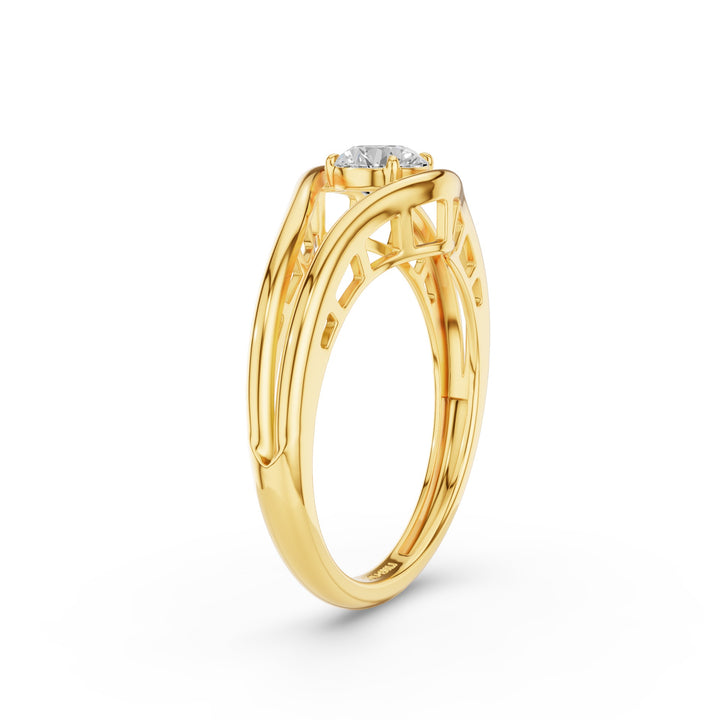 Unique Split Shank Round Lab Grown Diamond Engagement Ring