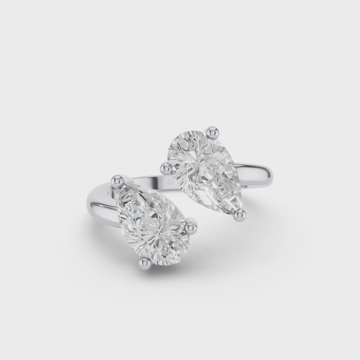 Pear Shaped Lab Grown Diamond Toi et Moi Ring