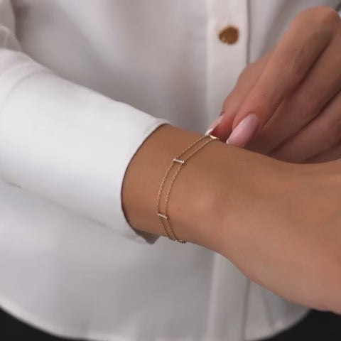 Dual Chain Diamond Dainty Bracelets