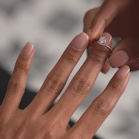 Round Shape Lab Grown Diamond Bypass Setting Engagement Ring