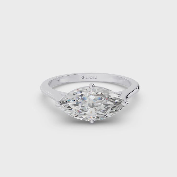 Marquise Shape West East Lab Grown Diamond Solitaire Ring