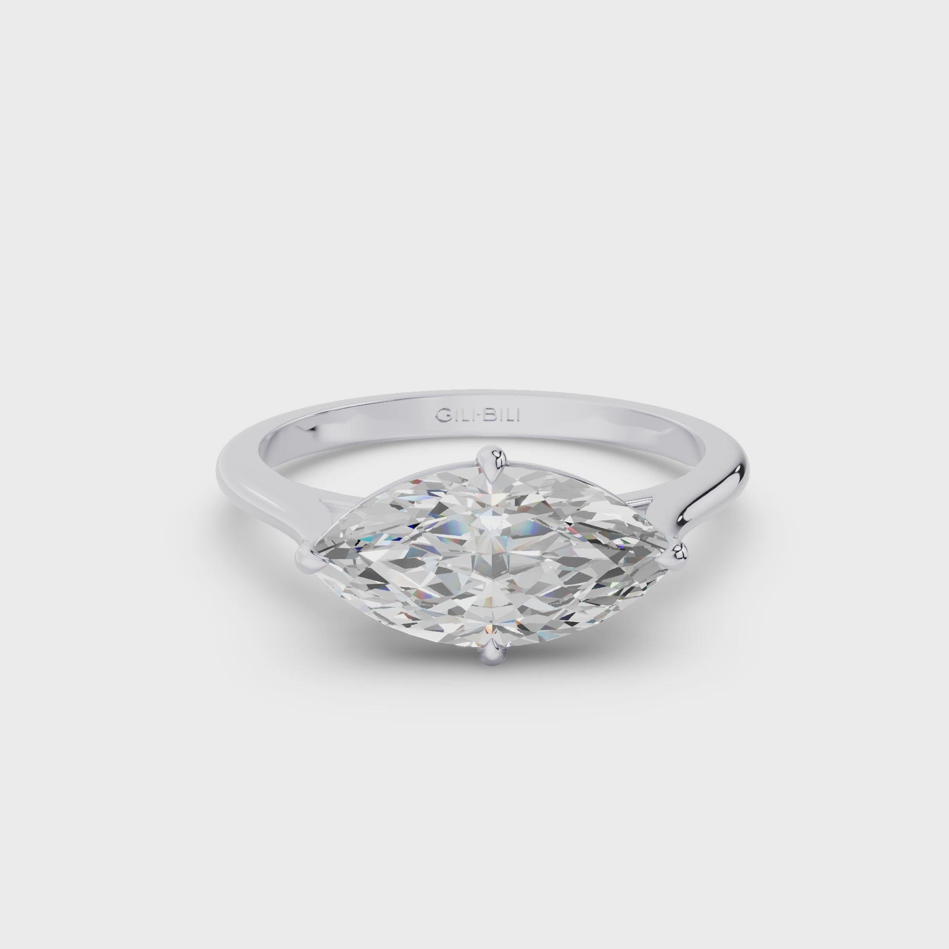 Marquise Shape West East Lab Grown Diamond Solitaire Ring