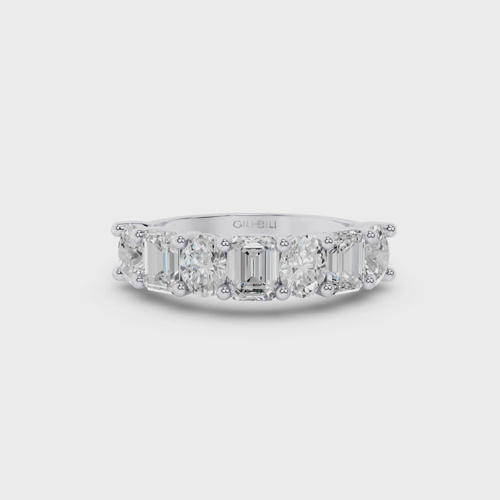Emerald Oval Lab Grown Diamond Anniversary Band