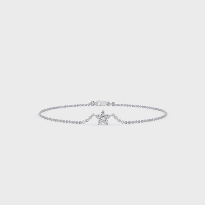 Dainty Flower Charm Diamond Bracelet