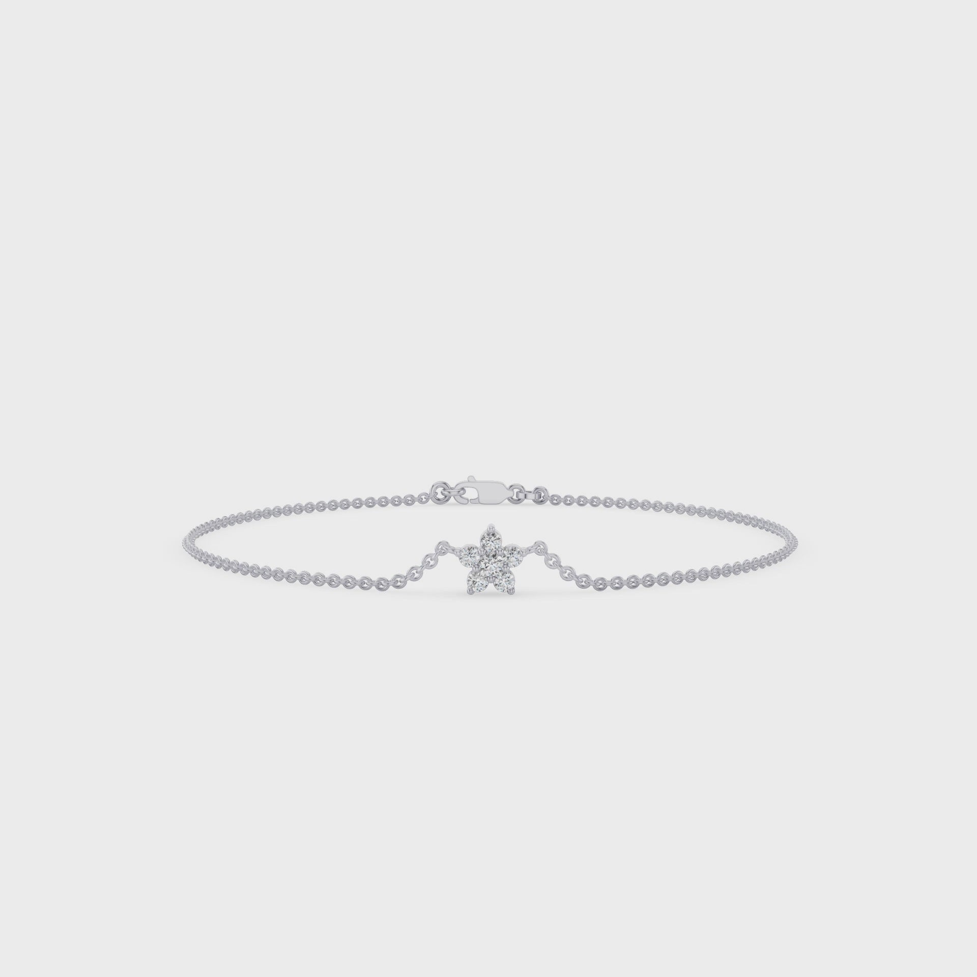 Dainty Flower Charm Diamond Bracelet