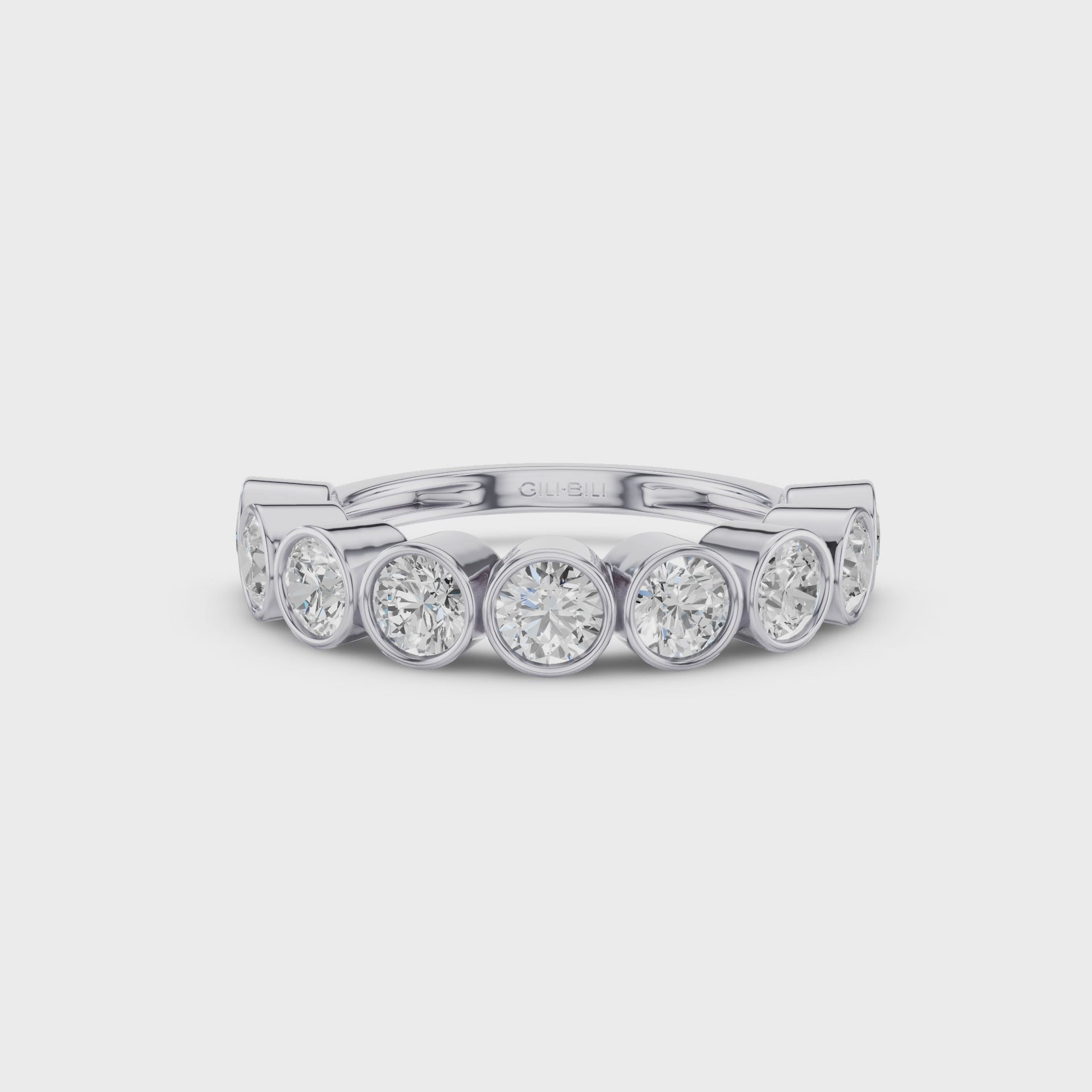 Bezel Setting Nine Stone Round Lab Grown Diamond Wedding Ring