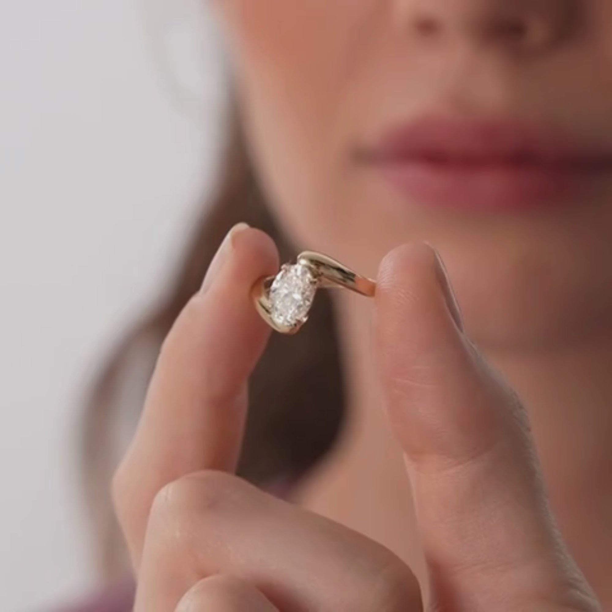 Oval Cut Lab Grown Diamond Bypass Ring