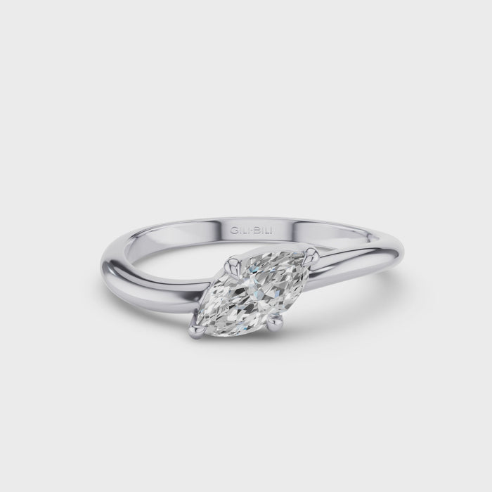 Marquise Shaped Lab Grown Diamond Wavy Ring