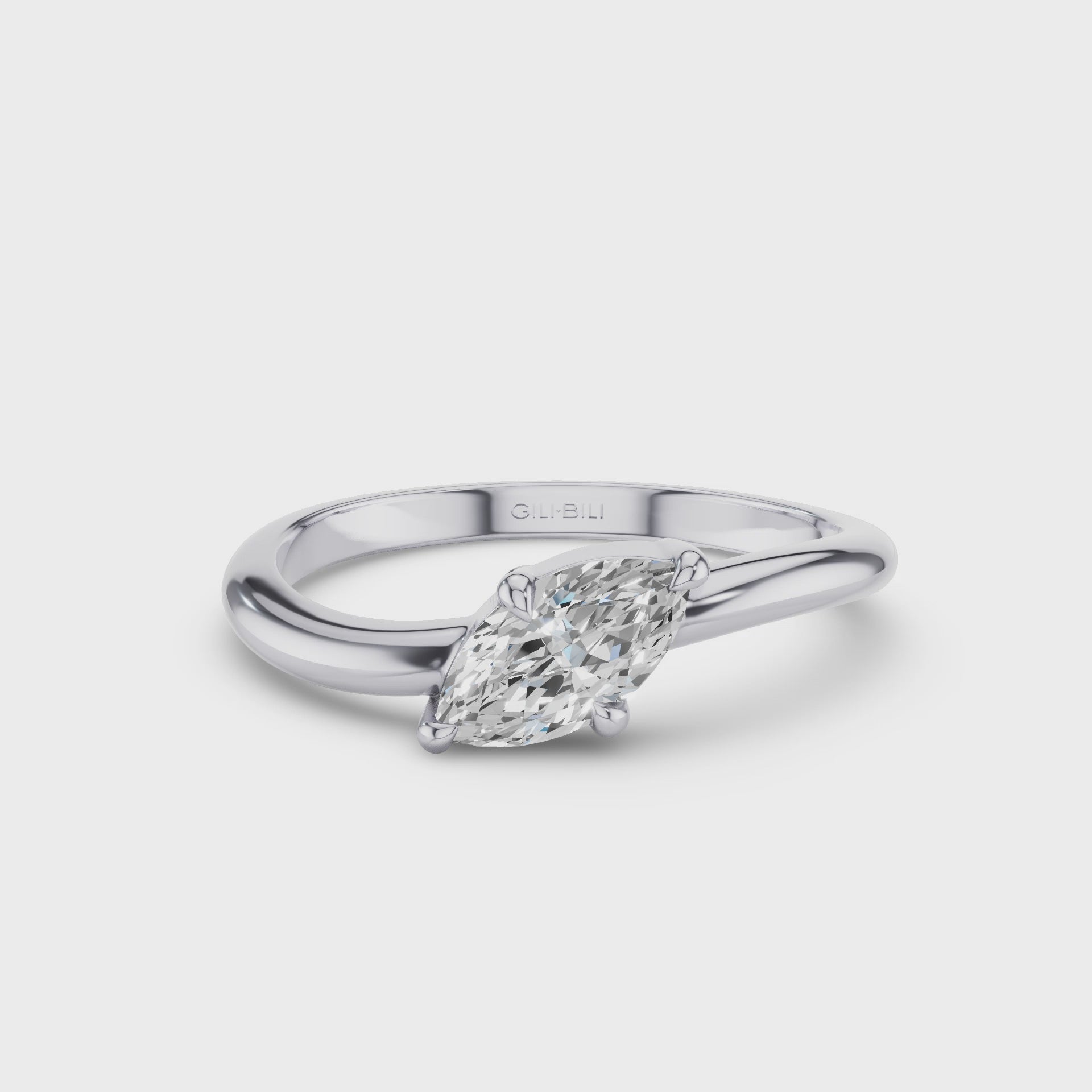 Marquise Shaped Lab Grown Diamond Wavy Ring