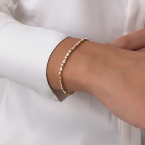 Baguette & Round Diamond Tennis Bracelet