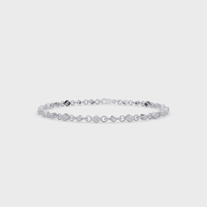 Art Deco Gold Diamond Milgrain Link Bracelet