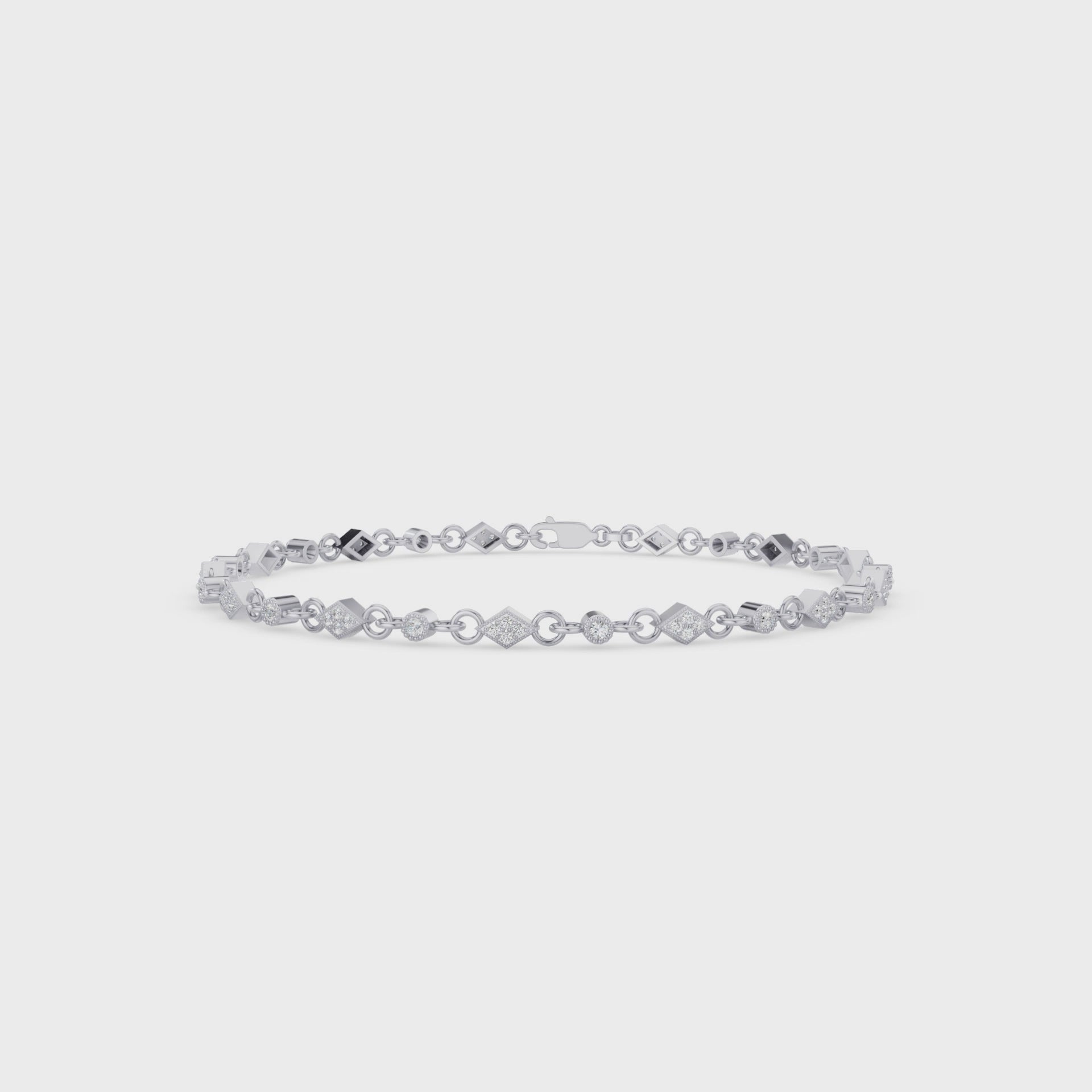 Art Deco Gold Diamond Milgrain Link Bracelet