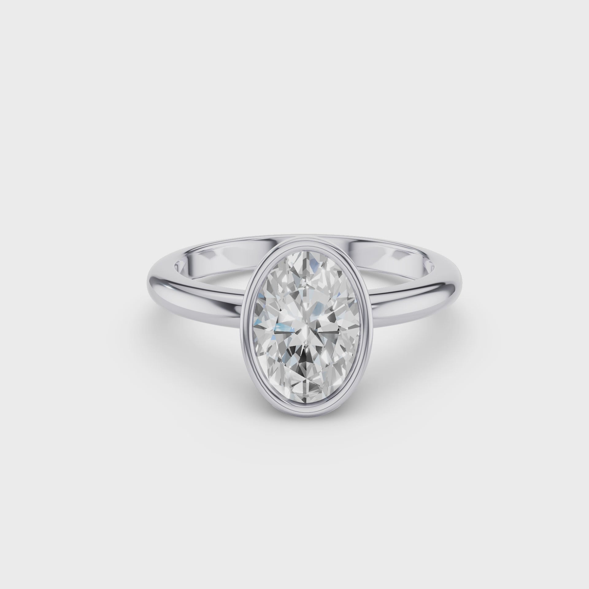 Oval Cut Lab Grown Diamond Bezel Setting Engagement Ring