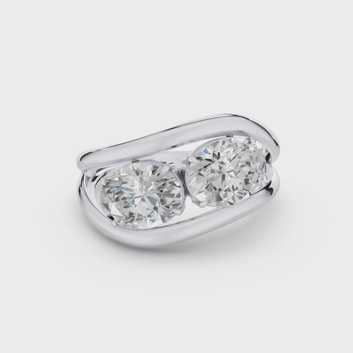 Duo Oval Shaped Lab Grown Diamond Stacked Rings