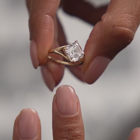 Asscher Cut Lab Grown Diamond Solitaire Engagement Ring