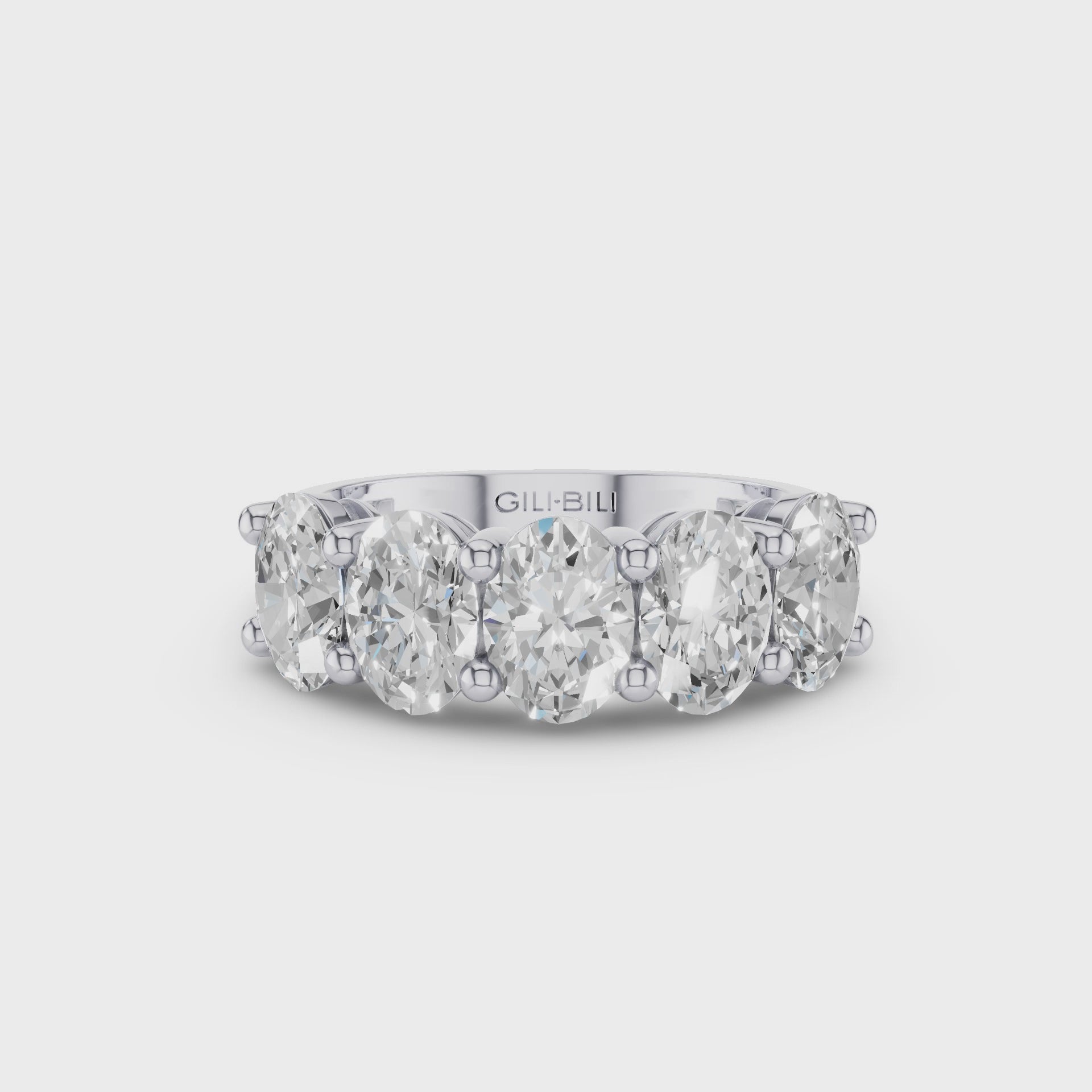 Five Stone Oval Shape Lab Grown Diamond Anniversary Ring