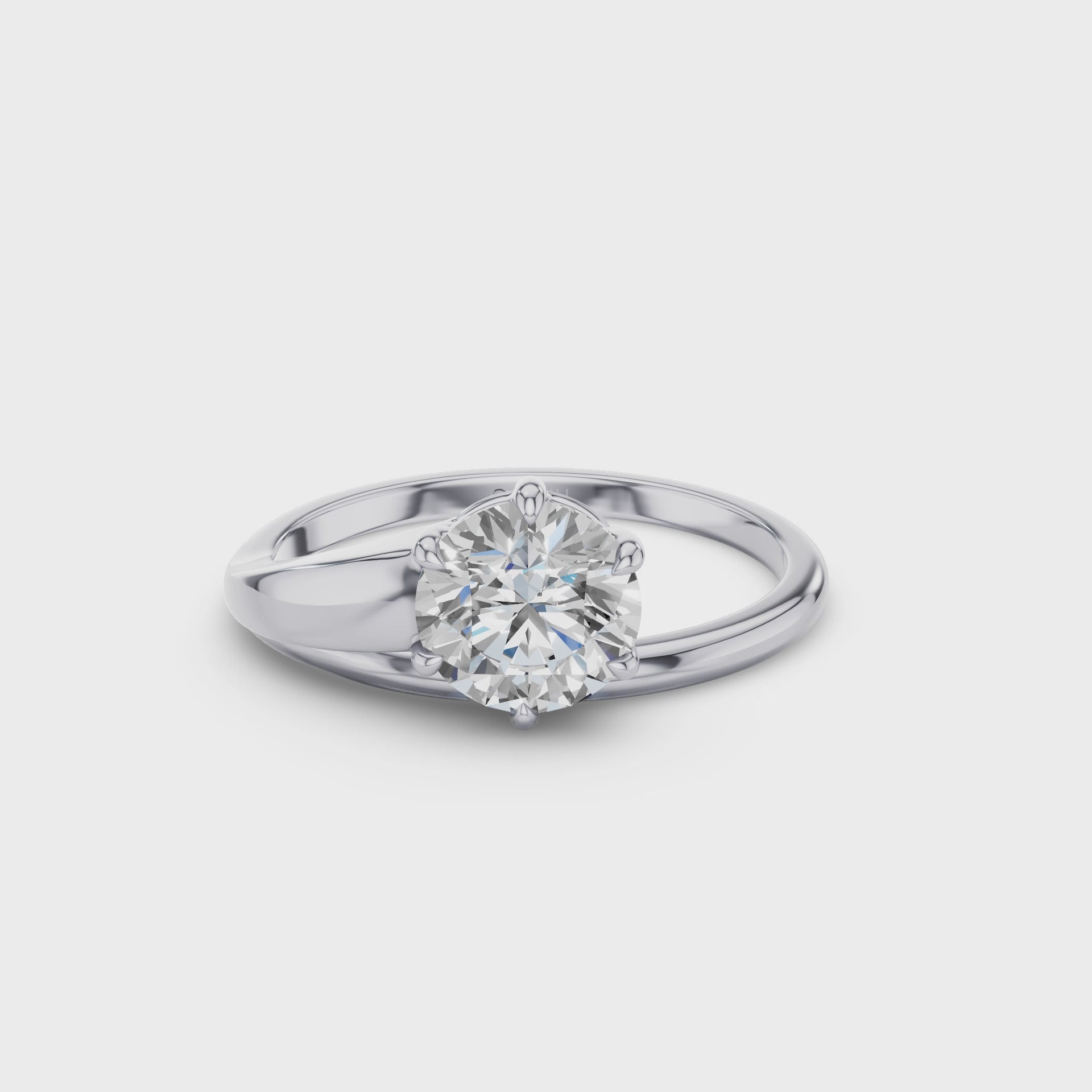 Round Lab Diamond Unique Solitaire Ring