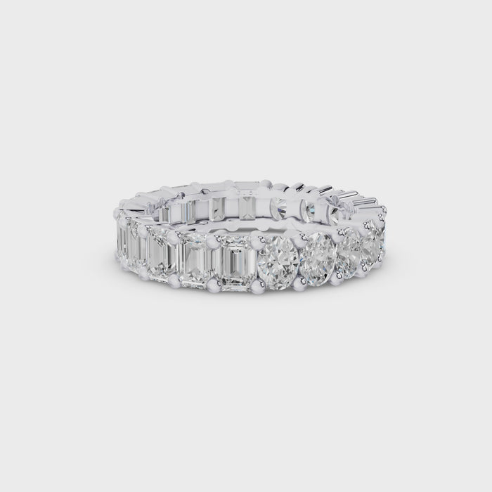 Full Eternity Oval Emerald Cut Lab Grown Diamond Ring