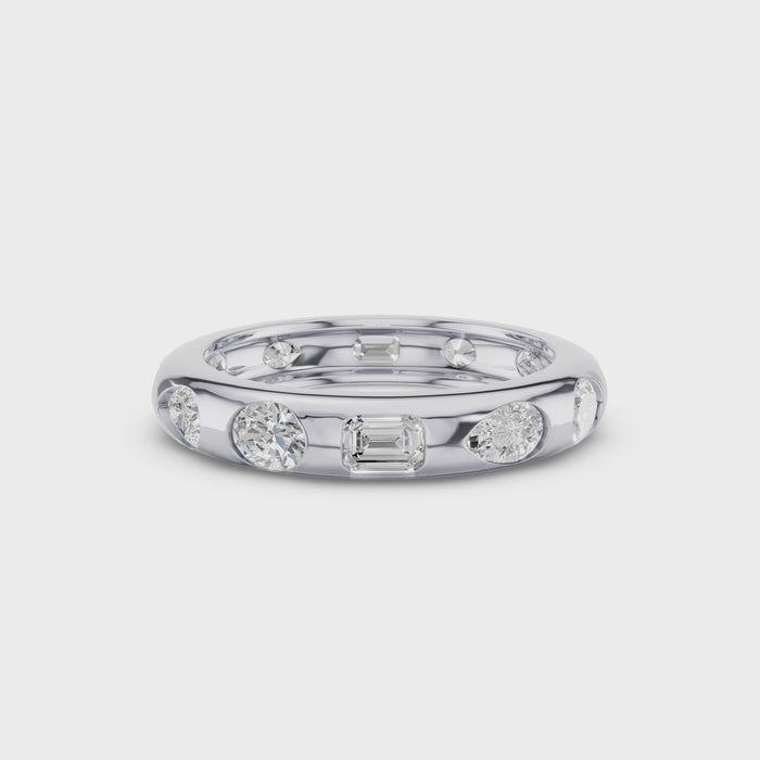 Flush Setting Mix Lab Grown Diamond Anniversary Ring