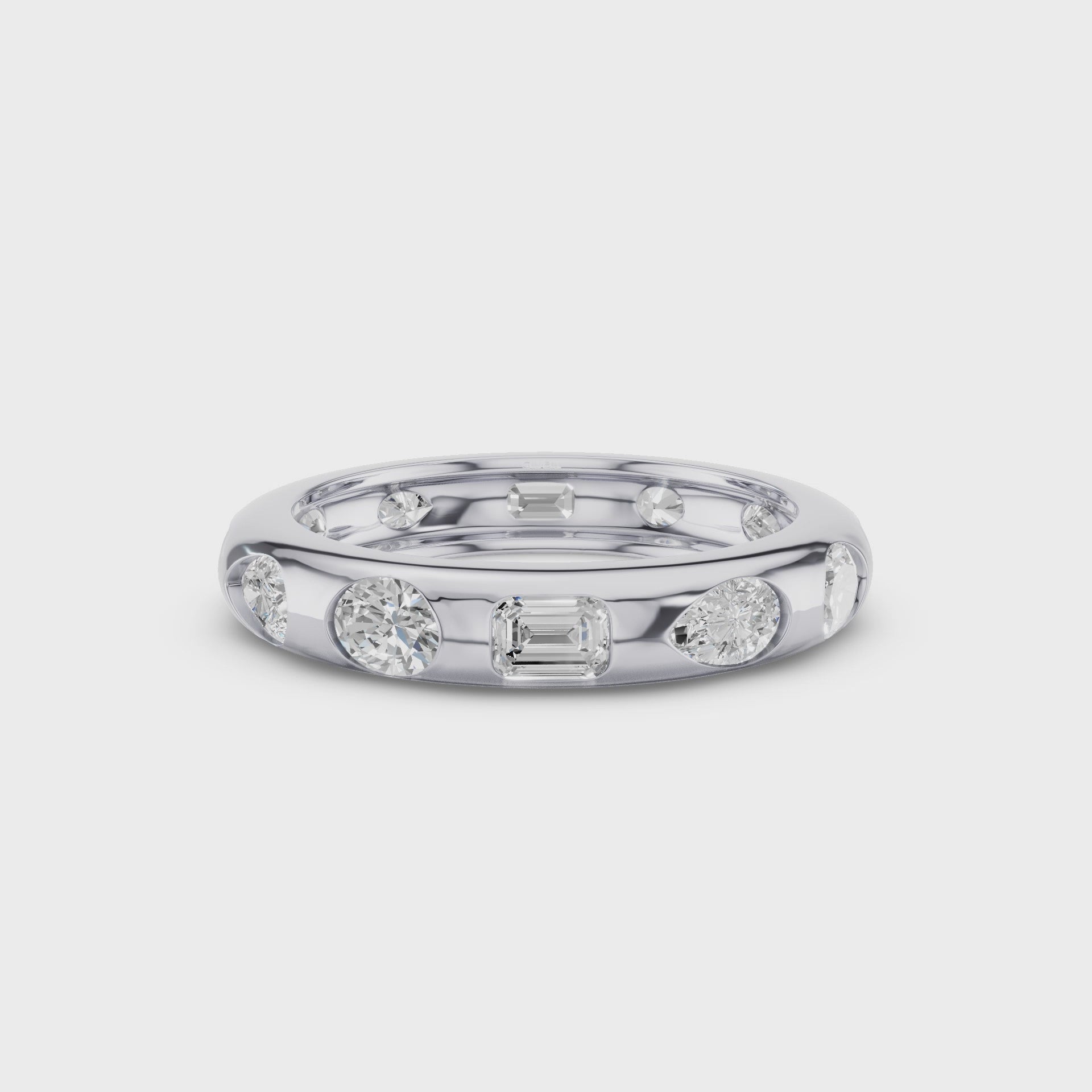 Flush Setting Mix Lab Grown Diamond Anniversary Ring
