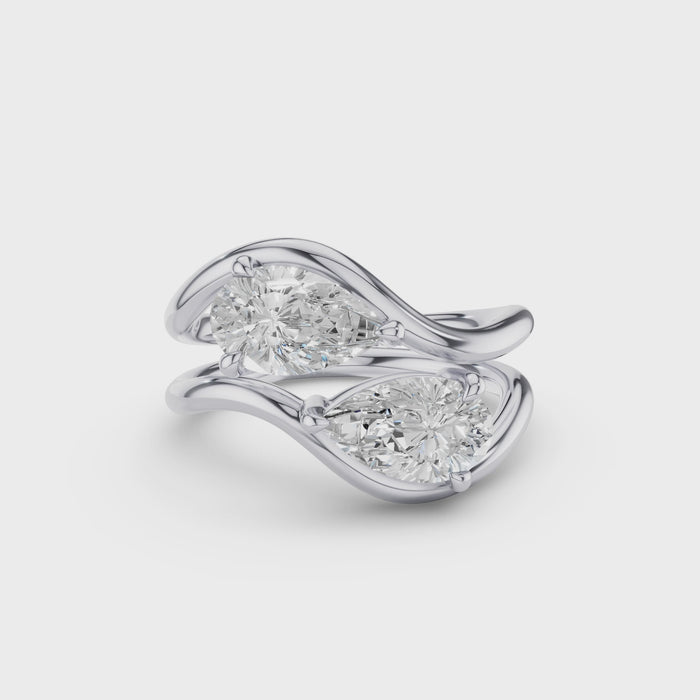 Pear Shaped Lab Grown Diamond Stacked Rings