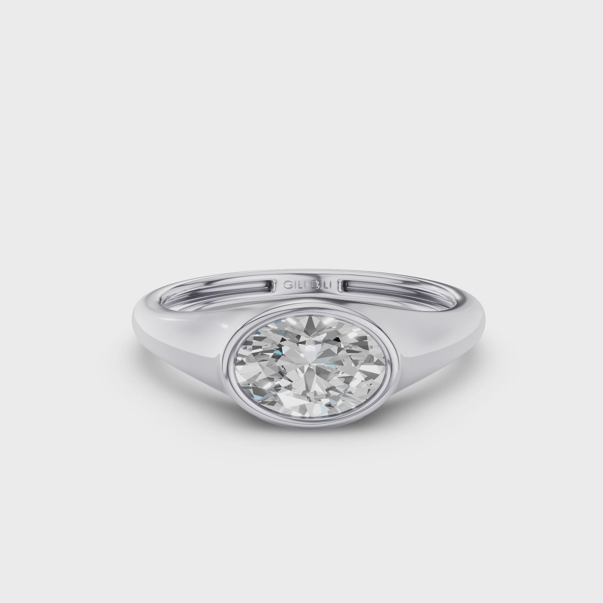 East West Bezel Set Oval Shape Lab Grown Diamond Ring