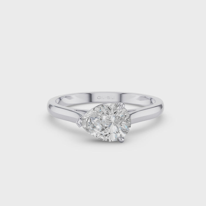 Pear Shape East West Setting Diamond Engagement Ring