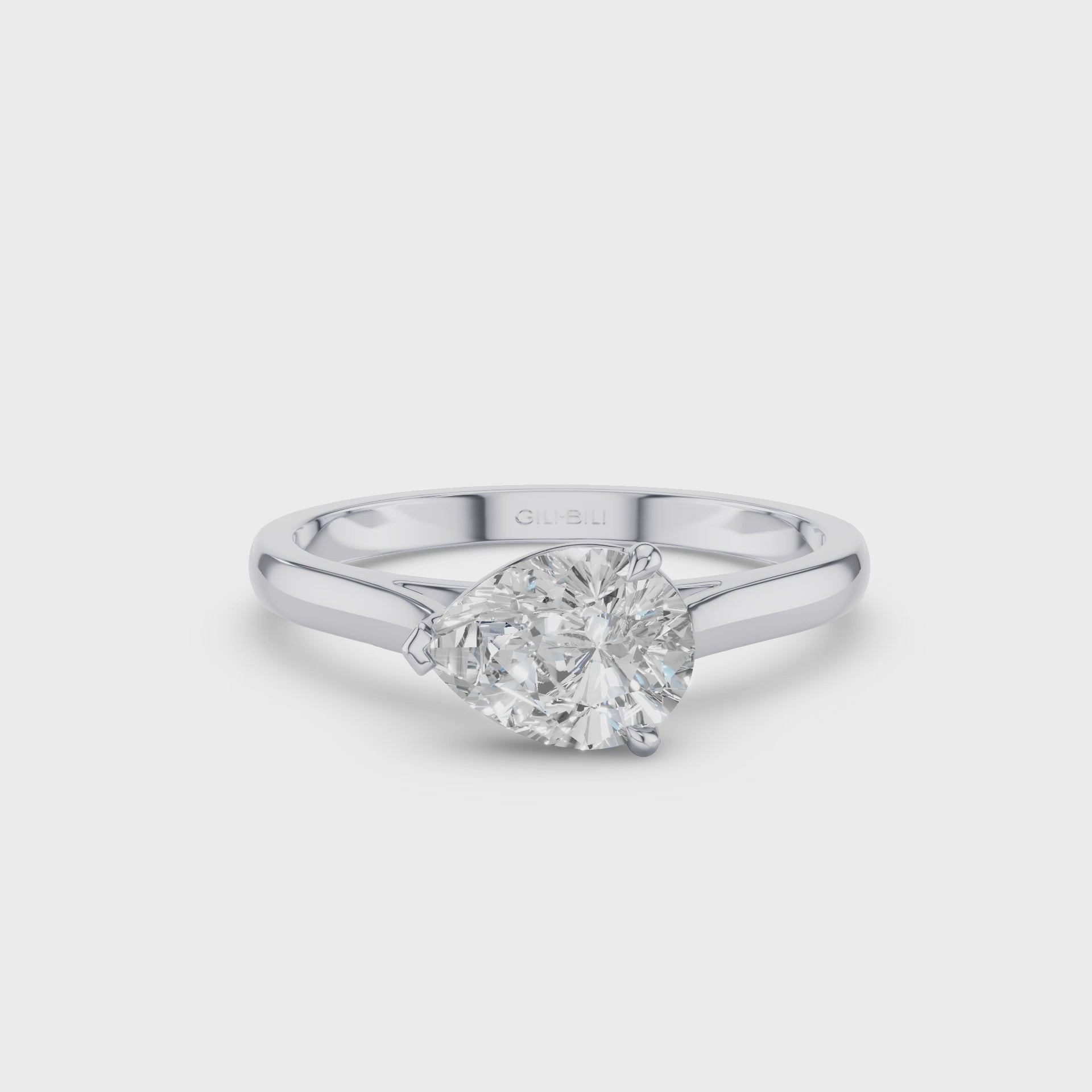 Pear Shape East West Setting Diamond Engagement Ring