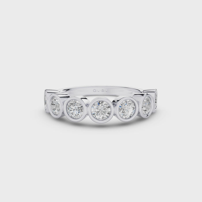 Bezel Setting Nine Stone Round Lab Grown Diamond Wedding Ring