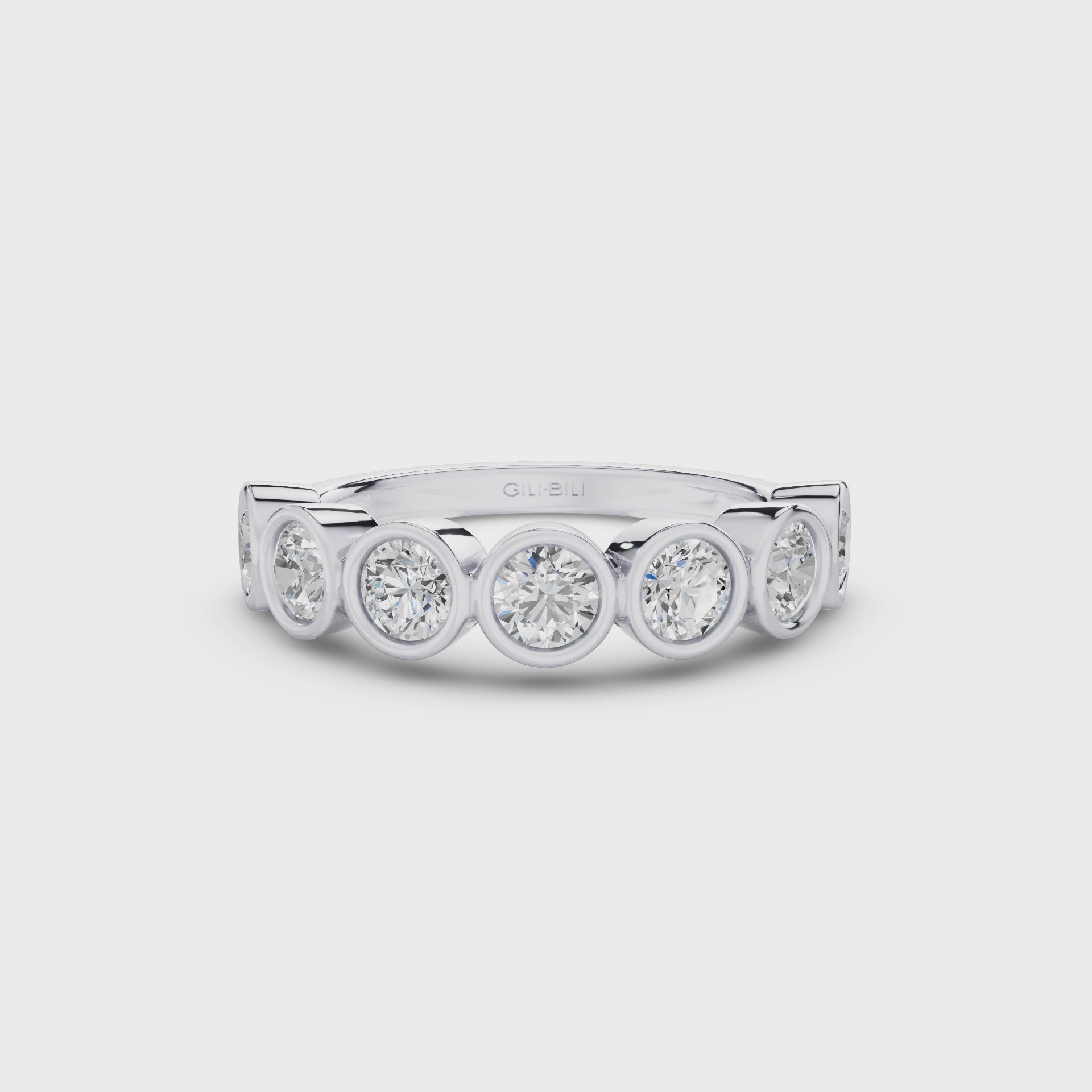 Bezel Setting Nine Stone Round Lab Grown Diamond Wedding Ring