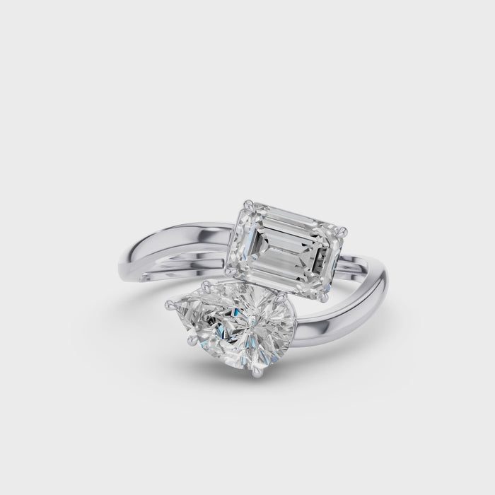 toi et moi emerald pear ring