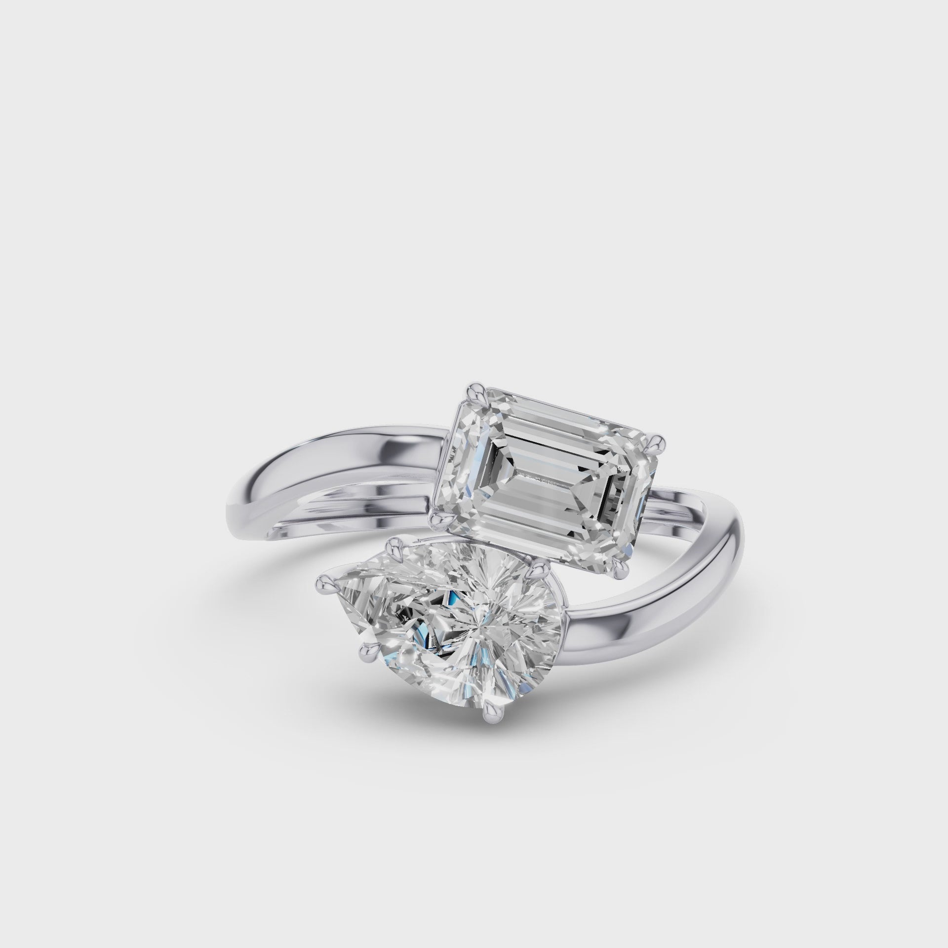 toi et moi emerald pear ring