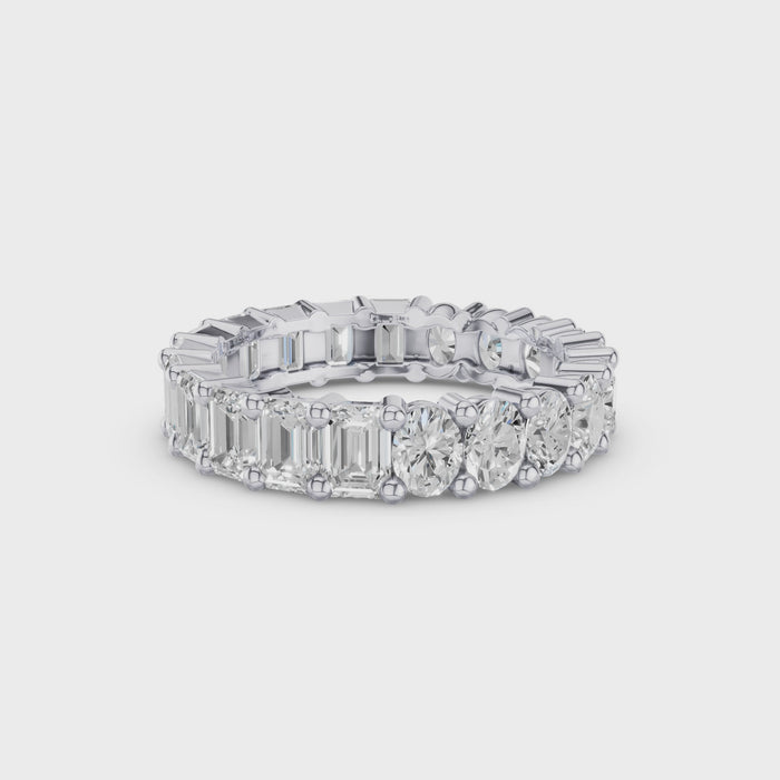 Full Eternity Oval Emerald Cut Lab Grown Diamond Ring
