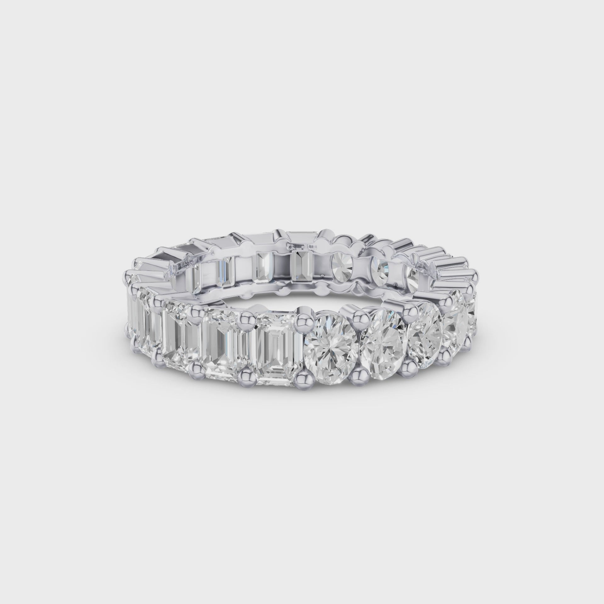 Full Eternity Oval Emerald Cut Lab Grown Diamond Ring