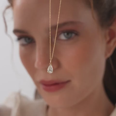 Pear Shape Lab Grown Diamond Classic Charm Necklace