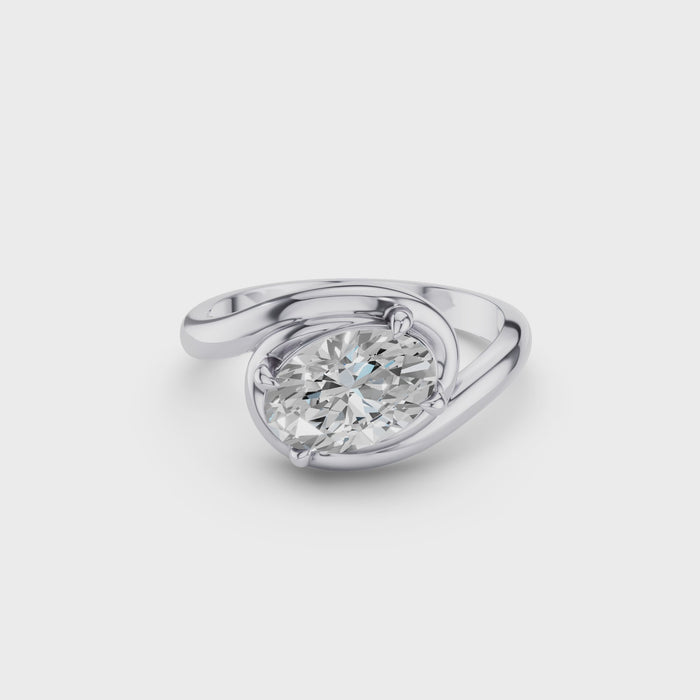Oval Cut Lab Grown Diamond Twisted Bypass Engagement Ring