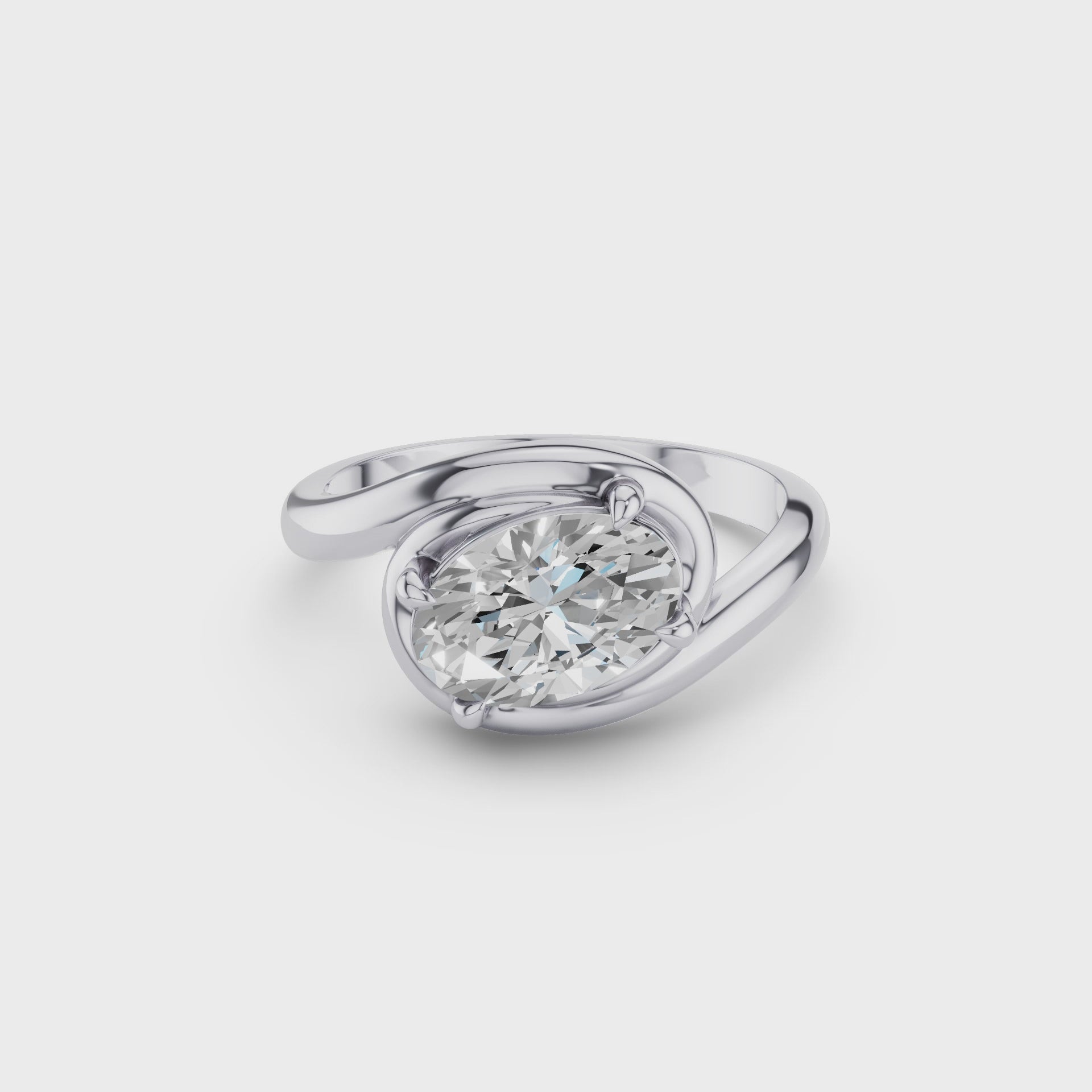 Oval Cut Lab Grown Diamond Twisted Bypass Engagement Ring