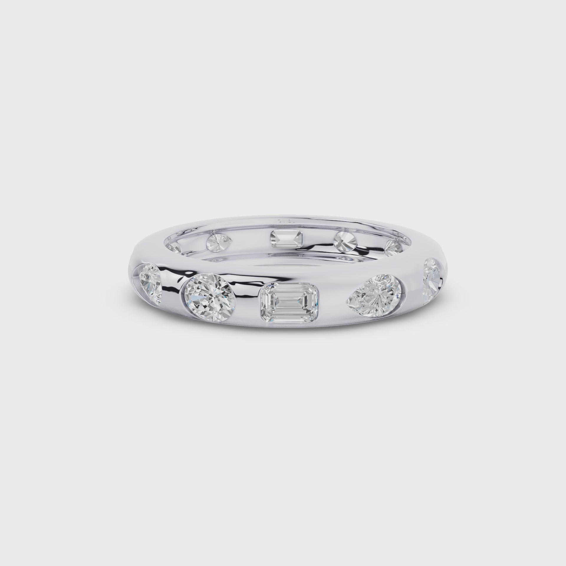 Flush Setting Mix Lab Grown Diamond Anniversary Ring