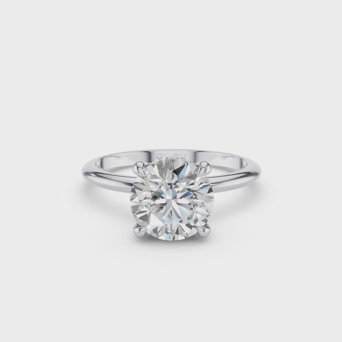 Round Brilliant Lab Grown Diamond Engagement Ring with Hidden Halo
