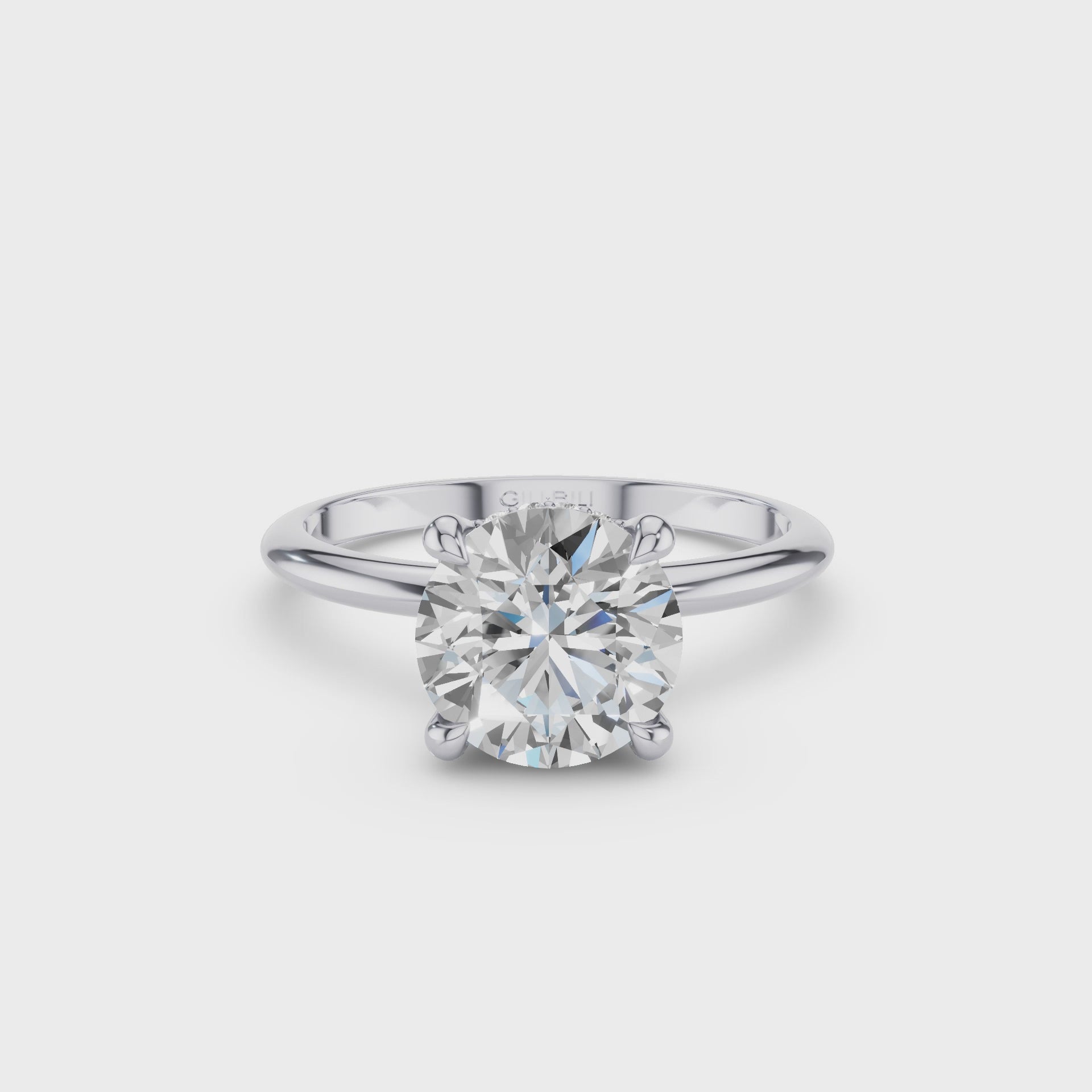 Round Brilliant Lab Grown Diamond Engagement Ring with Hidden Halo