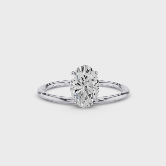 Oval Shaped Lab Grown Diamond Basket Solitaire Ring-video
