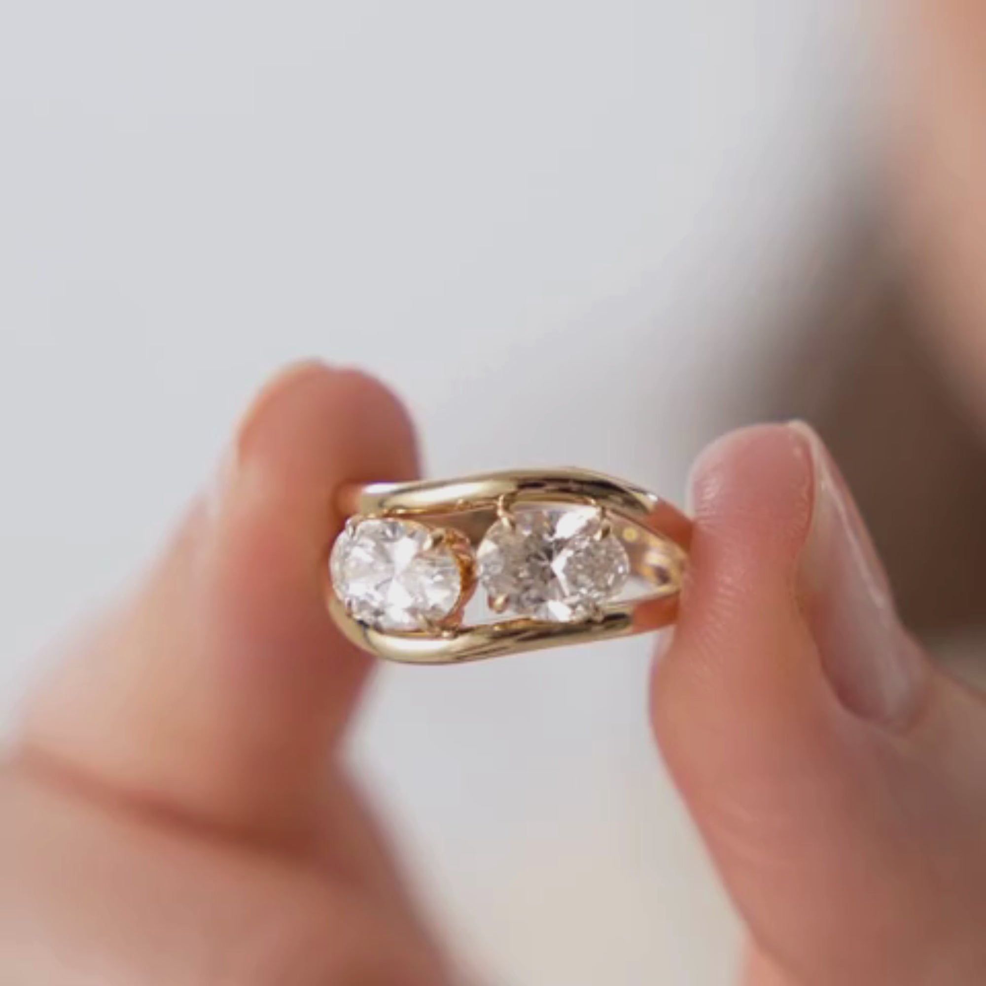 Oval Cut Lab Grown Dimoand Wavy Engagement Ring