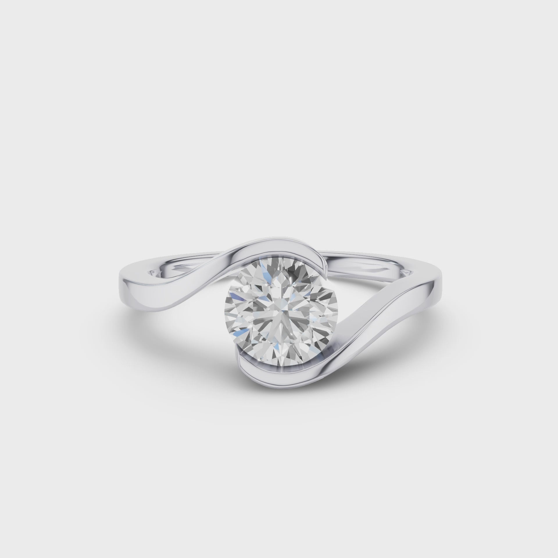 Round Shape Lab Grown Diamond Bypass Setting Engagement Ring