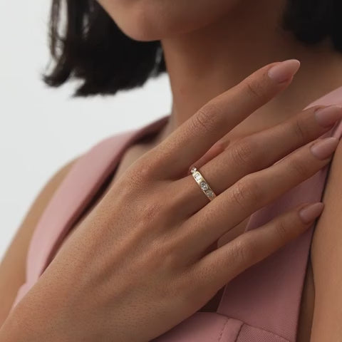 Flush Setting Mix Lab Grown Diamond Anniversary Ring