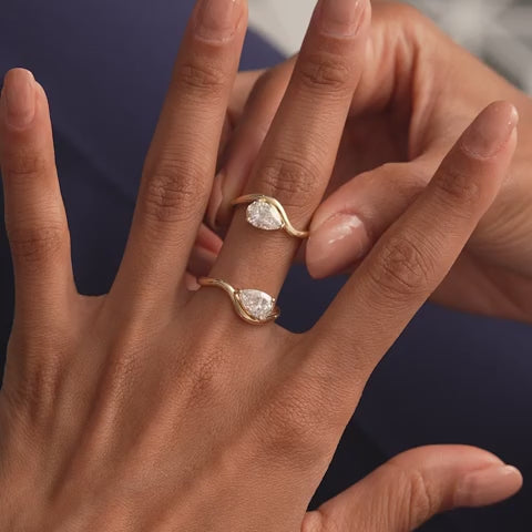 Pear Shaped Lab Grown Diamond Stacked Rings