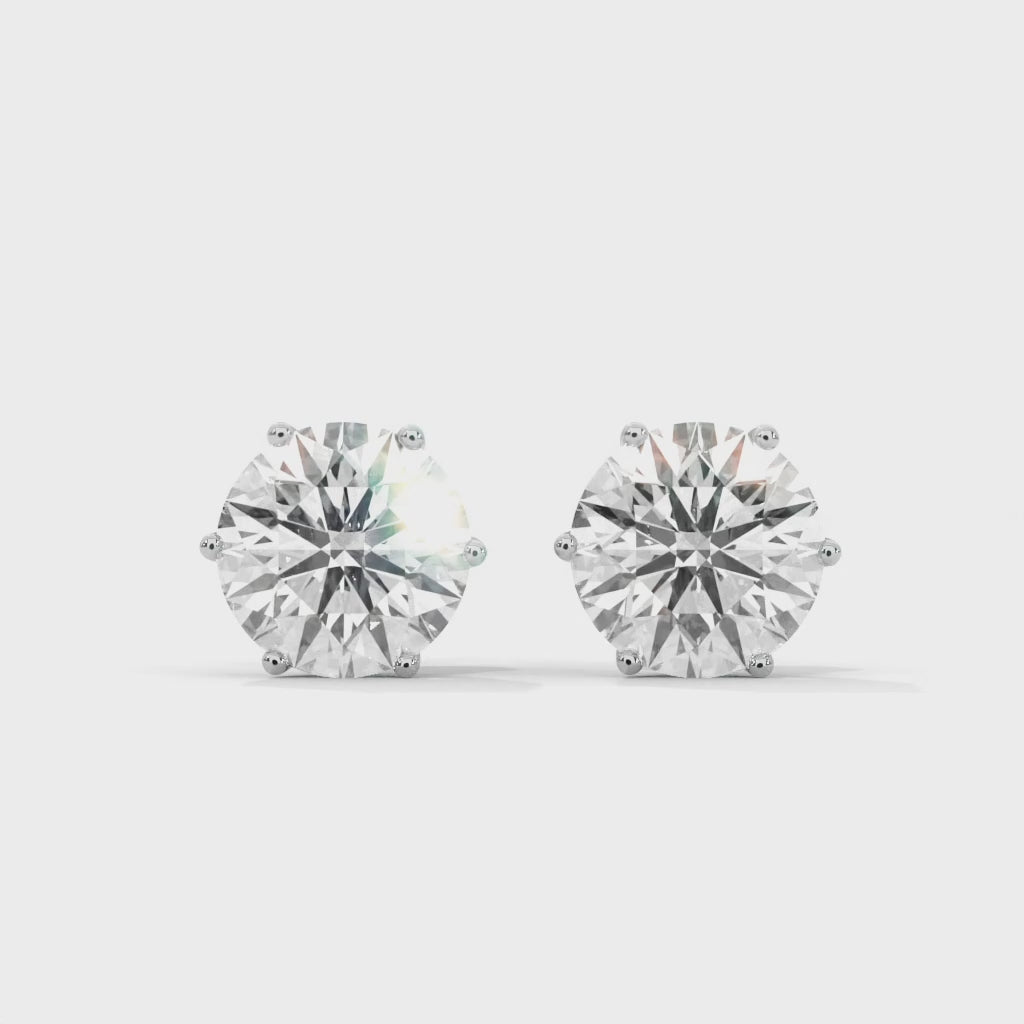 six prong stud earring