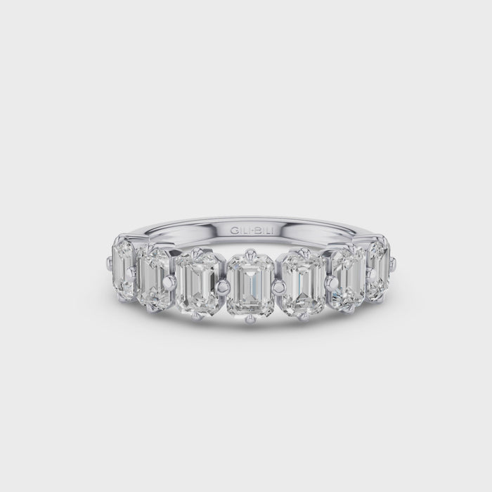Emerald Cut Lab Diamond Half Eternity Anniversary Ring