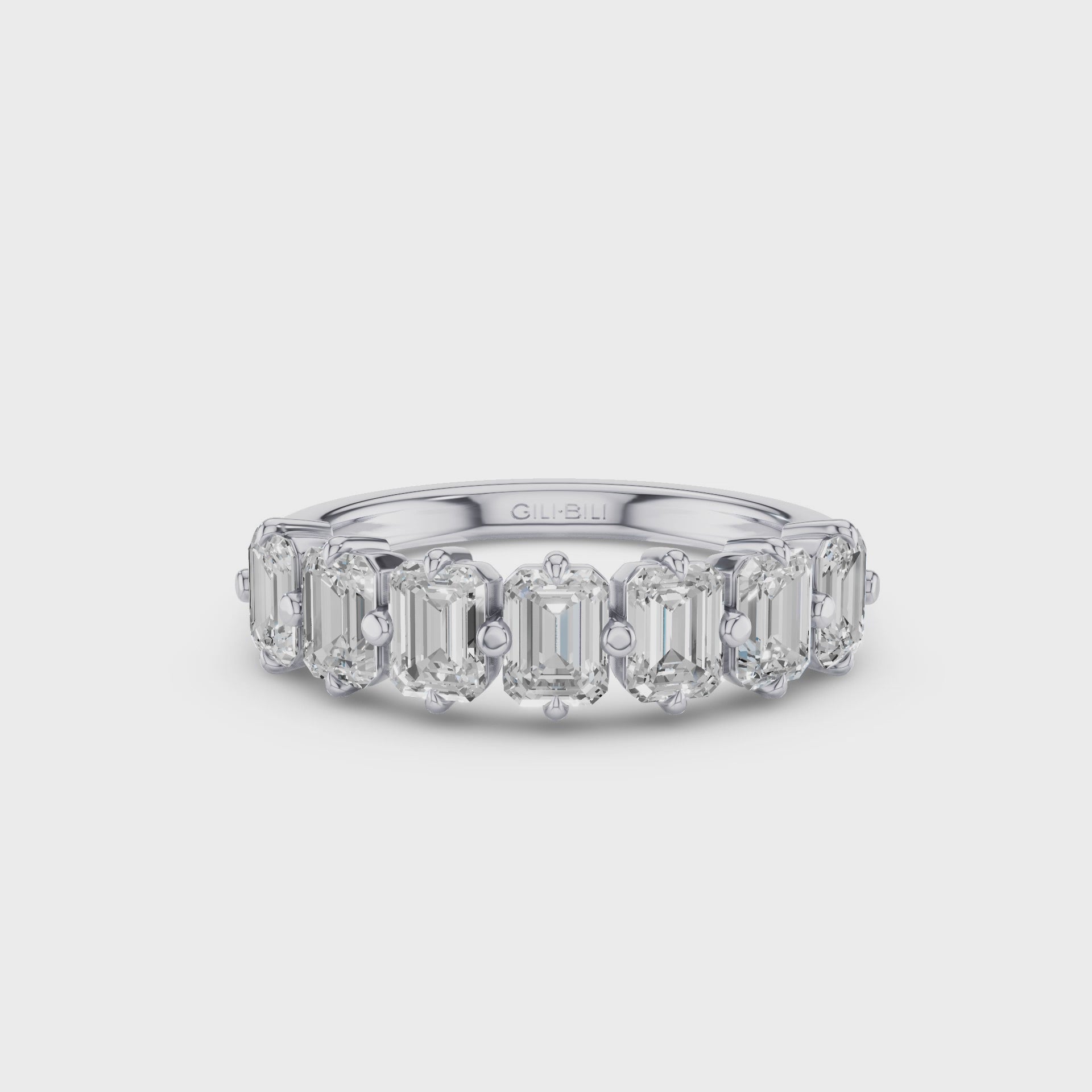Emerald Cut Lab Diamond Half Eternity Anniversary Ring